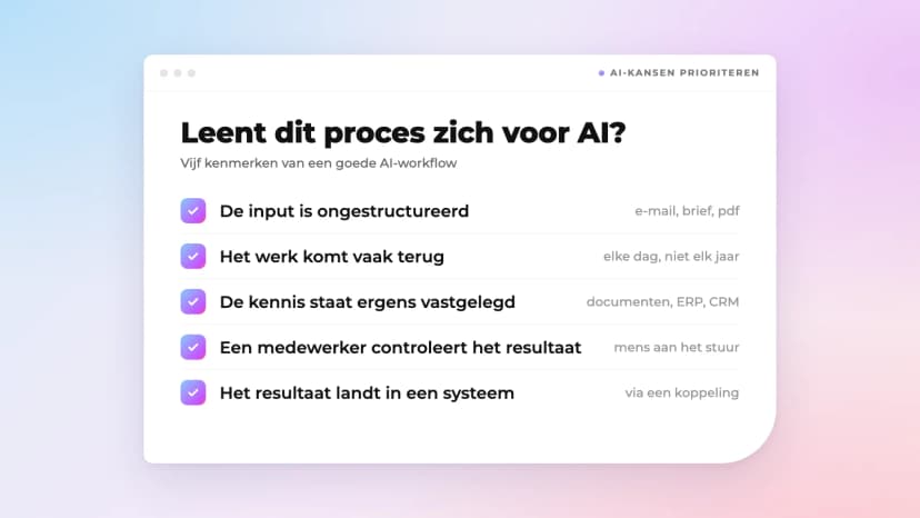 Welke processen lenen zich voor een AI-workflow?